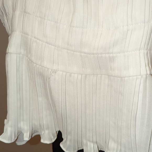 BEBE Spaghetti Strap Chiffon Pleated Top White 0 - Picture 3 of 4